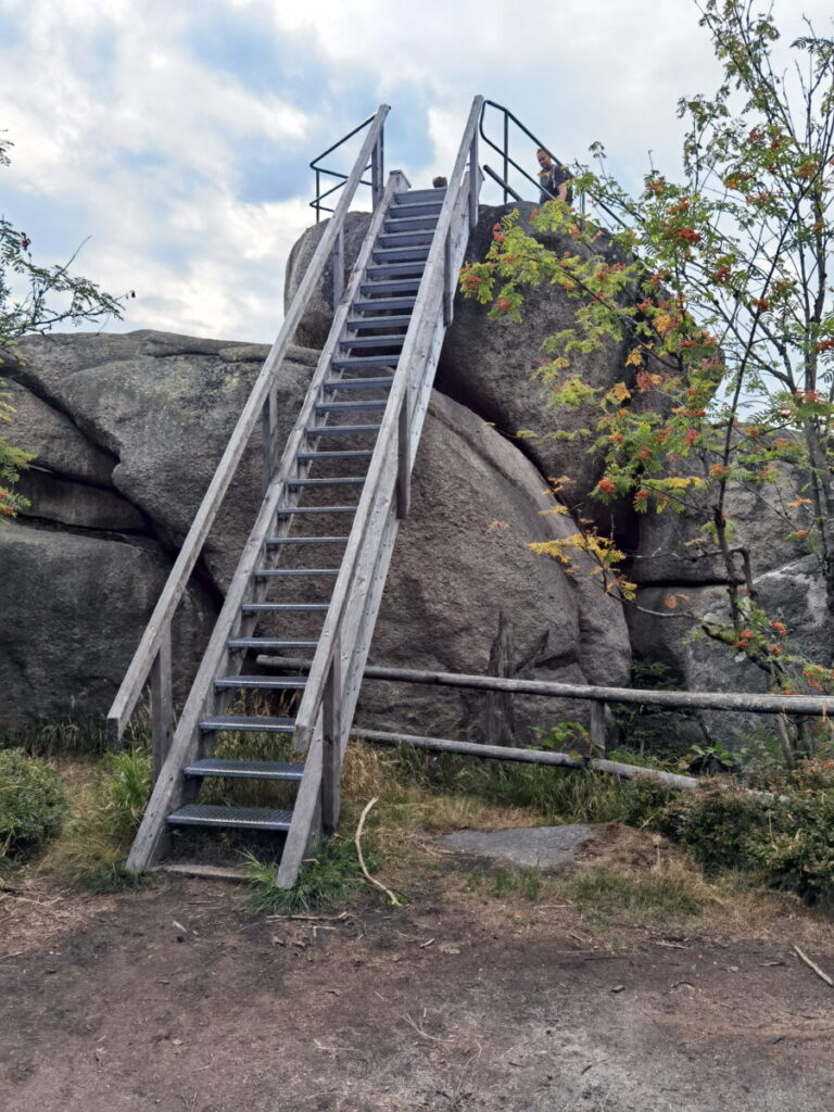 Finale der Nußhardt Wanderung - Aufstieg über diese Treppe auf den Aussichtspunkt am Gipfel
